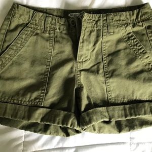 Moss green cargo shorts